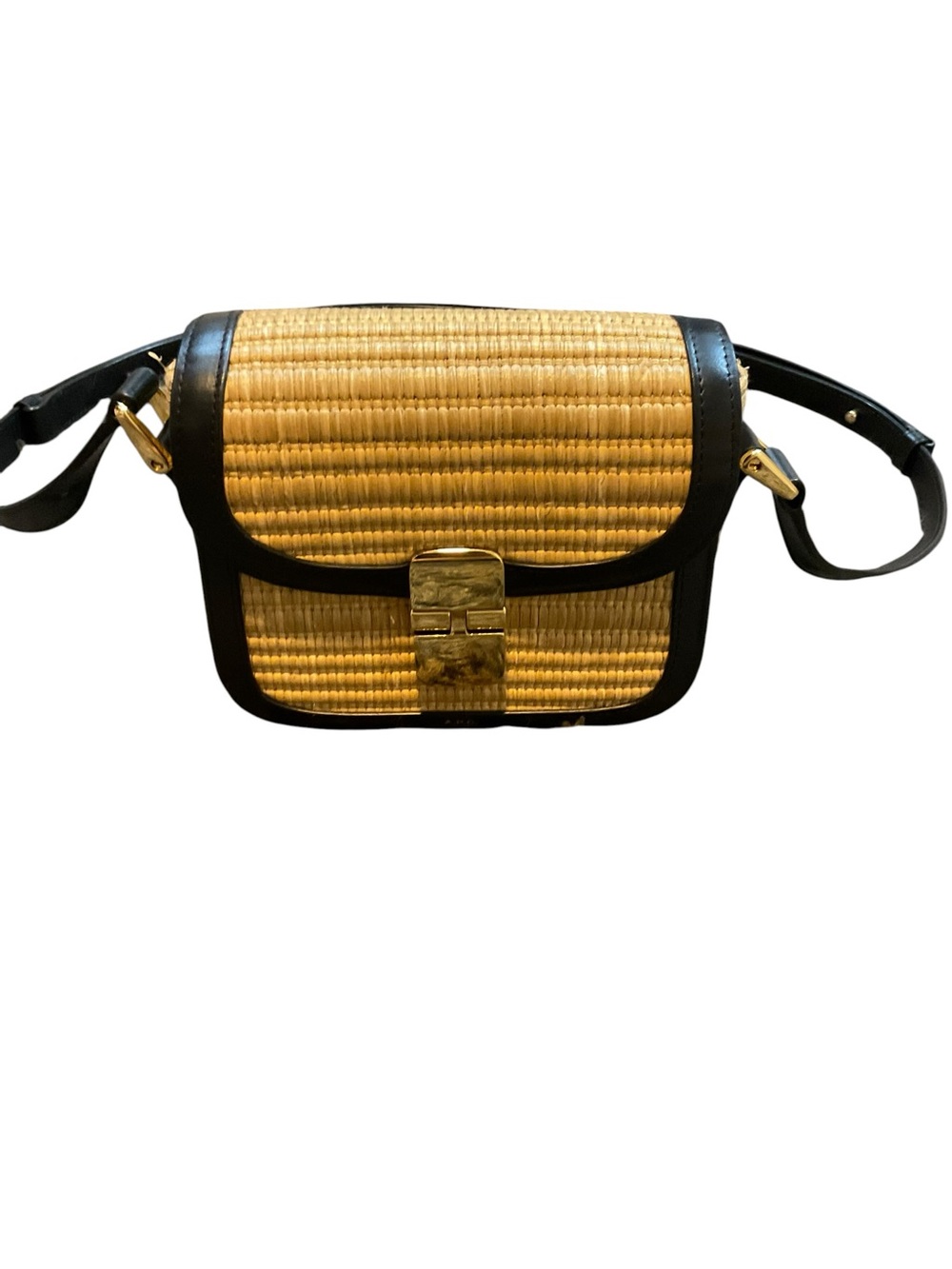 A.P.C. Woven Straw Crossbody with Black Trim